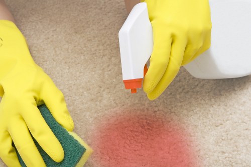 Professional rug cleaning in a bright modern living room