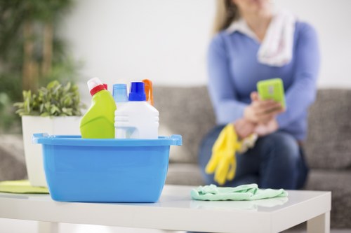 Cleaner carpet fibers after deep cleaning in a business environment